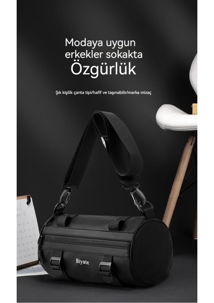 Yeni Film Kaplı Erkek Çantası Tek Omuz Messenger Silindir Çanta Hong Kong Tarzı Trend Fonksiyonu Silindir Çanta Gelgit Marka Erkek Göğüs Çantası (Yurt Dışından)
