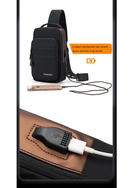 Yeni Erkek Göğüs Çantası Crossbody Çantası Omuz Çantası Büyük Kapasiteli Çanta Gündelik Çok Fonksiyonlu Sırt Çantası Su Geçirmez Göğüs Çantası (Yurt Dışından)