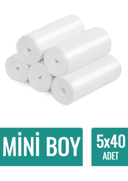 Çöp Torbası Mini Boy Küçük 40'lı 5 Rulo 40 x 50 cm Çöp Poşeti