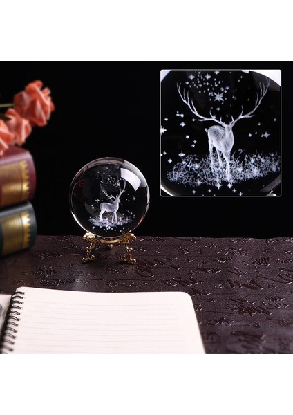 Dekoratif Metal Ayaklı Geyik Tasarımlı 3D Cam Küre modelleri
