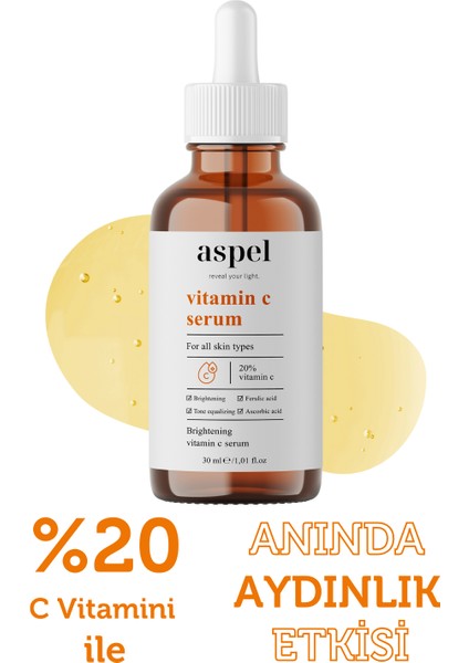 Aydınlatıcı ve Ton Eşitleyici C Vitamini Serum 30 ml