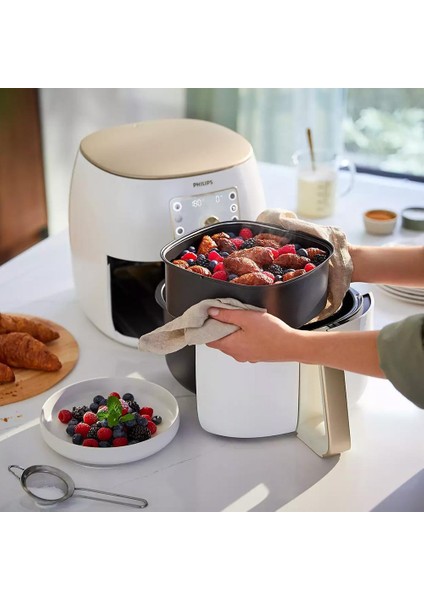 Xxl 7,3 Litre Yüksek Hacim, Twin Turbostar Teknolojili Ultra Premium Airfryer Inci Beyazı - LUCİOLE BEYAZ LAMBADER HEDİYE!