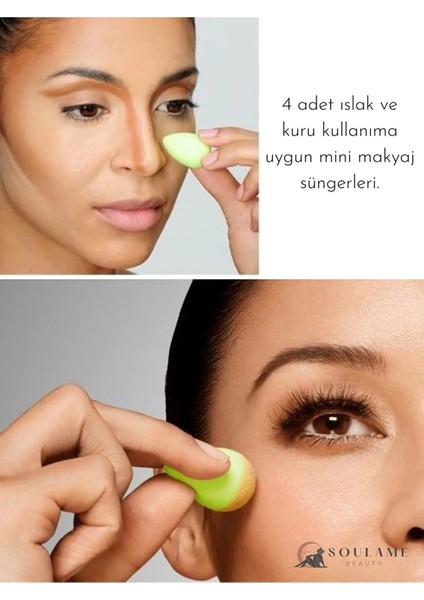 4'lü Profesyonel Yüz Make-Up Makyaj Sünger Seti Hediyelik Islak Kuru Kullanıma Uygun Makyaj Süngeri