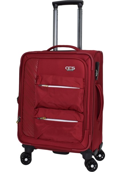 Çok Gözlü Ultra Light Hafif Lüx Kumaş Kabin Boy Valiz Bordo 630