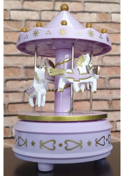 Mor Unicorn Kar Küresi Işıklı Müzikli 12 cm ve Mor Atlıkarınca Sevgiliye Özel Dekoratif Hediye Seti