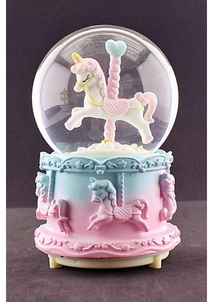 Home Dekor Hediye Unicorn Pembe Mavi Orta Boy Kar Küresi Işıklı Müzikli Sevgiliye Süpriz Hediye 12CM Boy Hediye