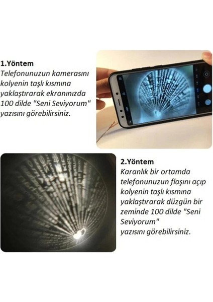 Ay ve Güneş Mıknatıslı Sevgili Kolyesi 100 Dilde Seni Seviyorum Yazılı Projeksiyon Çift Kolyesi