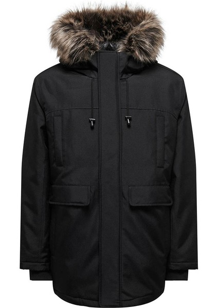 Erkek Parka Siyah 22027557 Onsfuture Faux Fur