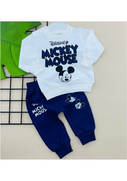 Mickey Mouse Baskılı Alt-Üst Erkek Çocuk Takımı 6-9-12-18 Ay Pamuk