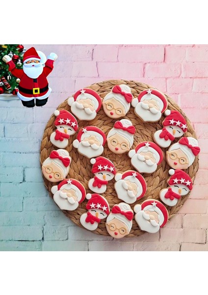 Yılbaşına Özel Noel Baba Noel Anne ve Kardanadam Butik Kurabiye - 20 Adet