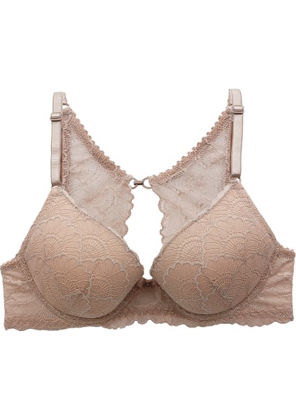 2'li Ekonomik Paket Nude Bordo 6808 Rome Yarı Destekli Sırt Detay Dantelli Sütyen Set modelleri