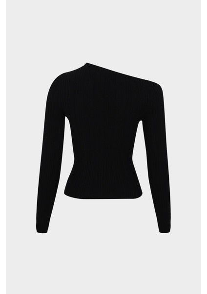 Açelyaokcu Asimetrik Yaka Detaylı Slim Fit Kadın Kısa Triko Kazak fiyatları