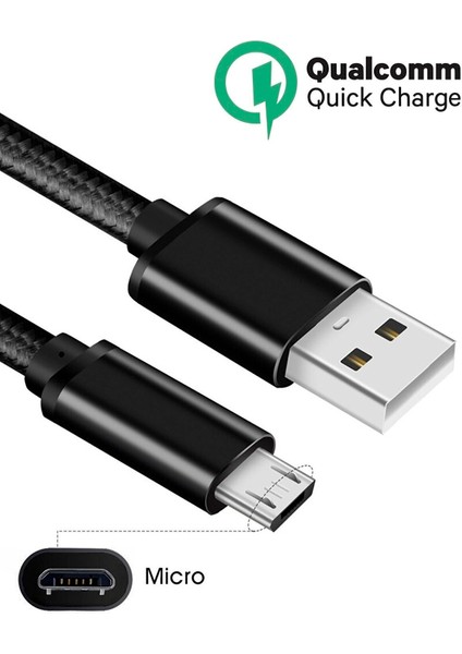 Micro USB Girişli Telefonlara Hasır Micro Hızlı Şarj Aleti Kablosu Şarz Veri Aktarım Kablo