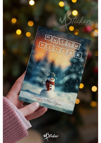 Yılbaşı Hediye Kartı 16 Adet Arkasına Not Yazılabilir Yeni Yıl Tebrik Kartı Özel Dokulu Kağıt fiyatları