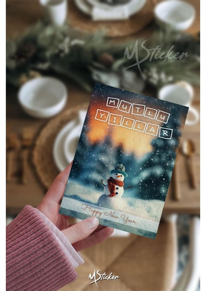 Yılbaşı Hediye Kartı 16 Adet Arkasına Not Yazılabilir Yeni Yıl Tebrik Kartı Özel Dokulu Kağıt modelleri