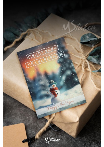 Yılbaşı Hediye Kartı 16 Adet Arkasına Not Yazılabilir Yeni Yıl Tebrik Kartı Özel Dokulu Kağıt fırsatları