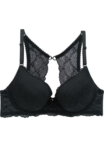 2'li Ekonomik Paket Nude Siyah 6808 Rome Yarı Destekli Sırt Detay Dantelli Sütyen Set modelleri