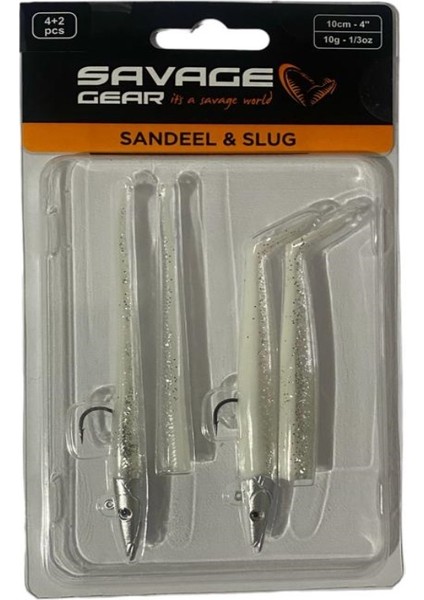 Sandeel And Slug 10CM 10GR 4+2 Adet Suni Silikon Yem