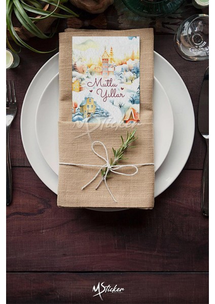 Yılbaşı Hediye Kartı 16 Adet Arkasına Not Yazılabilir Yeni Yıl Tebrik Kartı Özel Dokulu Kağıt indirimleri