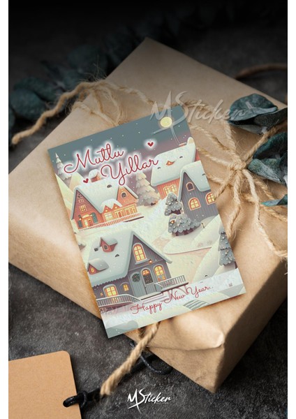 Yılbaşı Hediye Kartı 16 Adet Arkasına Not Yazılabilir Yeni Yıl Tebrik Kartı Özel Dokulu Kağıt fırsatları