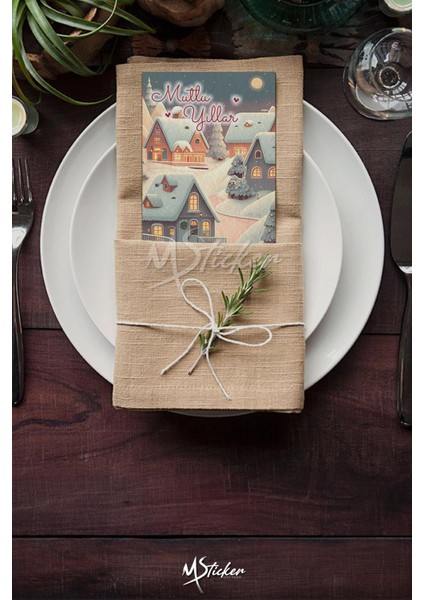 Yılbaşı Hediye Kartı 16 Adet Arkasına Not Yazılabilir Yeni Yıl Tebrik Kartı Özel Dokulu Kağıt indirimleri