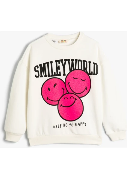 Smileyworld® Sweatshirt Lisanslı Şardonlu Uzun Kollu Bisiklet Yaka