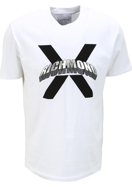 Bisiklet Yaka Beyaz Erkek T-Shirt UMA23007TS