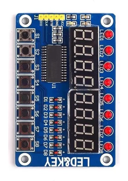 TM1638 Modülü Anahtar Ekran AVR Arduino 8-Bit Dijital LED Kartı