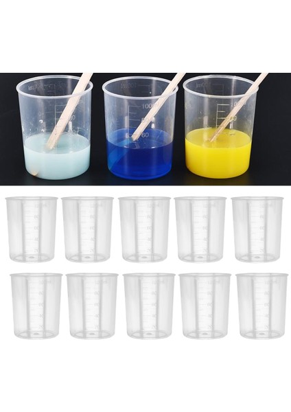 100 ml Plastik Silikon Mezun Ölçüm Reçine Epoksi Karıştırma Aracı Yapımı Karıştırma Aracı Konteyner Bardak Şeffaf Sıvı 10 Adet Bardak (Yurt Dışından) fiyatları