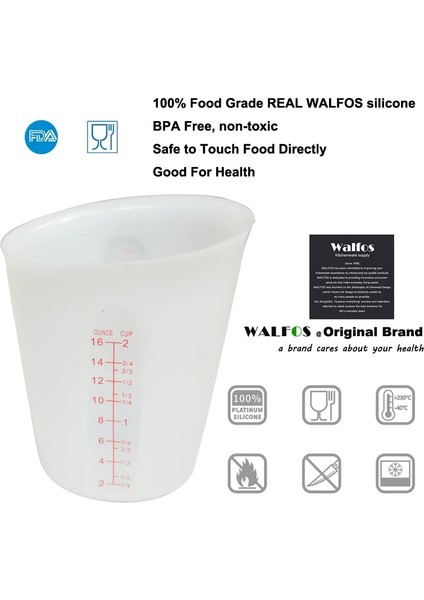 Mor 500 ml Walfos Silikon 250/500 ml Kek Pişirme Kabı Krem Hamur Ölçme Fincan Sütlü Çikolata Sıvı Ölçme Kabı Konteyner Mutfak Aletleri (Yurt Dışından)