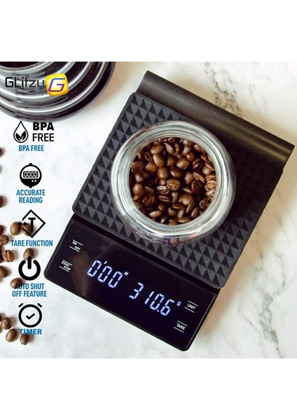 3kg-0.1g Kırmızı Mutfak Terazisi 0.5-3kg/0.1g Dijital Kahve Zamanlayıcı LCD Ekran Damla Üzerine Dökün Espresso Dengesi Hassas Süt Tozu Pişirme Pişirme (Yurt Dışından)
