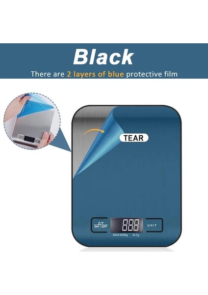 Siyah 10KG Mutfak Terazisi Dijital 5/10KG 1g Elektronik Ağırlık Gram ve Ons Paslanmaz Tartı Dengesi Ölçme Gıda Kahve Pişirme Terazisi (Yurt Dışından)