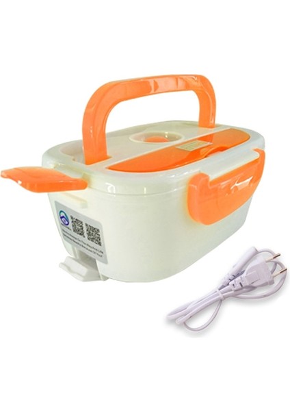 220V Turuncu 1 Elektrikli Isıtma Gıda Sınıfı Konteyner 220V Veya 12V Bento Öğle Yemeği Kutusu Taşınabilir Isıtıcı Çocuklar Için 4 Toka Yemek Takımı Setleri/kablo Hattı (Yurt Dışından)