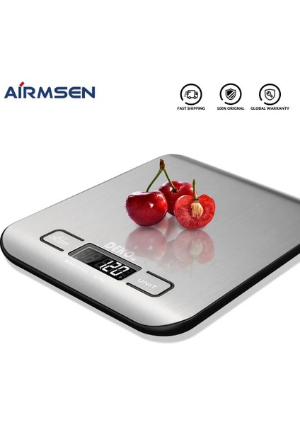 Siyah 5kg Aırmsen Ev Mutfak Terazisi Elektronik Gıda Ölçeği Pişirme Ölçeği Ölçme Aracı Paslanmaz Çelik Platform LCD Ekran (Yurt Dışından)