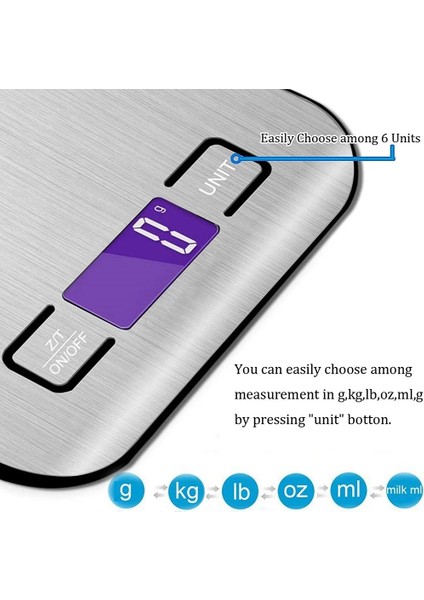 Siyah 5kg Aırmsen Ev Mutfak Terazisi Elektronik Gıda Ölçeği Pişirme Ölçeği Ölçme Aracı Paslanmaz Çelik Platform LCD Ekran (Yurt Dışından)