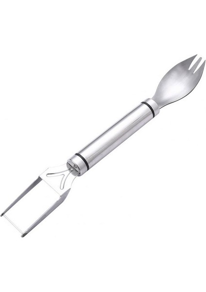 Gümüş Pratik Ergonomik Sap Emek Tasarrufu Sağlayan Paslanmaz Çelik 2'si 1 Arada Karpuz Çatal Kesme Aleti Meyve Kesici Basit Kullanım (Yurt Dışından)