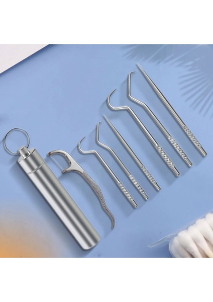 7 Adet Diş Araçları Diş Temizleme Kiti Yeniden Kullanılabilir Metal Kürdan Temizleme Kiti Açık Piknik Kamp Seyahat Için Tutucu ile (Yurt Dışından)