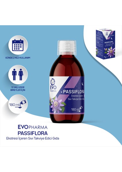 Evo Pharma Evopharma Passiflora Ekstresi Içeren Sıvı Takviye Edici Gıda 180 Ml