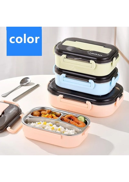 Mavi 3 Izgara 1l 304 Paslanmaz Çelik Isı Yalıtımlı Gıda Konteyner Tepsisi Öğrenciler Kapak Kore Sofra Bölme Bento Öğle Yemeği Kutusu Çocuklar Için Yetişkin (Yurt Dışından)