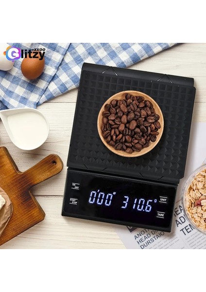 3kg-0.1g Zamanlayıcı ile Kırmızı Kahve Terazisi 3kg/0.1g Yüksek Hassasiyetli Dijital Çok Fonksiyonlu Tartı Terazisi Damla Üzerine Dökün Espresso Ölçeği LCD Ekran (Yurt Dışından)