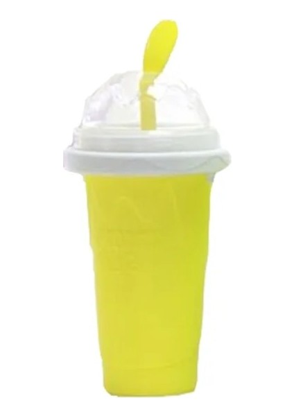 Sarı 350 ml Silikon Hızlı Dondurulmuş Dondurma Makinesi Sıkma Fincan Diy Ev Yapımı Hızlı Soğutma Sihirli Slush Bardak Milkshake Şişesi Smoothie Yapımcıları (Yurt Dışından)