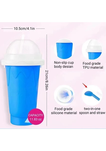 Sarı 350 ml Silikon Hızlı Dondurulmuş Dondurma Makinesi Sıkma Fincan Diy Ev Yapımı Hızlı Soğutma Sihirli Slush Bardak Milkshake Şişesi Smoothie Yapımcıları (Yurt Dışından)