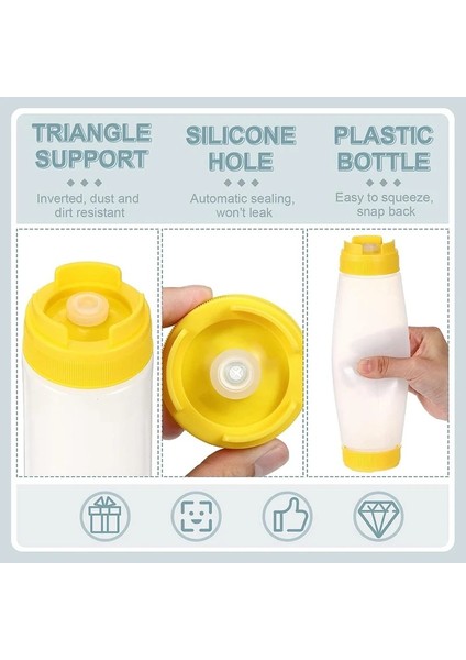 Sarı Plastik Sıkma Şişe 16OZ Doldurulabilir Ucu Büyük Vana Dağıtıcı Çeşni Soslar Ketçap (Yurt Dışından)