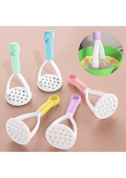 Pembe Patates Ezici Sebze Meyve Kırıcı Çamur Itici Mutfak Gadget Preslenmiş Patates Ezici Patates Püresi Taşınabilir Manuel Mutfak (Yurt Dışından)