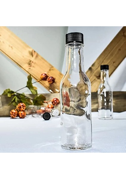 5oz 150ML 5 Oz 150 ml 250 ml Sıcak Sos Şişeleri (Woozy) Sızdırmaz Vidalı Kapaklı ve Delikli Redüktörlü Boş Şeffaf Cam Mini Likör Şişeleri (Yurt Dışından)
