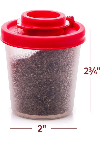 2 Orta Boy Tuzluk ve Biberlik Kırmızı Kapaklı Neme Dayanıklı Tuzluk Plastik Hava Geçirmez Baharat Kavanoz Dispenseri (Yurt Dışından)