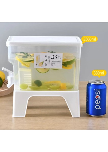 3.5l Soğuk Su Isıtıcıları Buzdolabı Limonata Meyve Çaydanlık Beyaz Ev Su Sebili Musluk ile 25.5X25X12.5 cm (Yurt Dışından) fiyatları