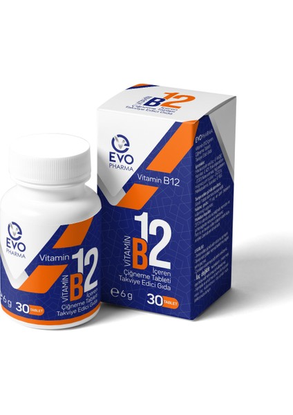 Evopharma Vitamin B12 Içeren Çiğneme Tableti Takviye Edici Gıda 30 Tablet