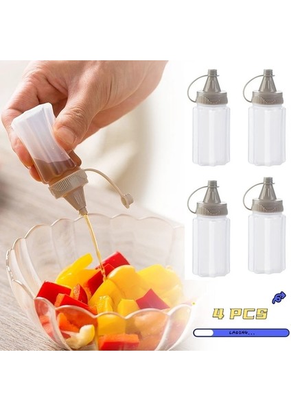 4 Adet 20ML 2 Adet/takım 25ML Mini Domates Ketçap Şişesi Taşınabilir Küçük Sos Kabı Salata Sosu Kiler S Bento Kutusu (Yurt Dışından)
