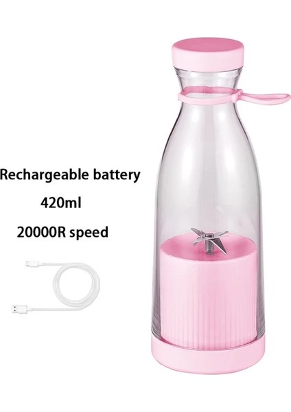 Pembe 480 ml Elektrikli Meyve Sıkacağı Bardağı Taşınabilir Blender Meyve Karıştırıcı Suyu Sıkacağı USB Şarj Edilebilir Portakal Sıkacağı Mutfak Smoothie Buz Yapıcı (Yurt Dışından)